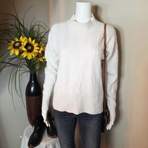 Sherpa Adventure Gear Alpaca Blend Mini Cable Knit Cream Turtleneck Sweater